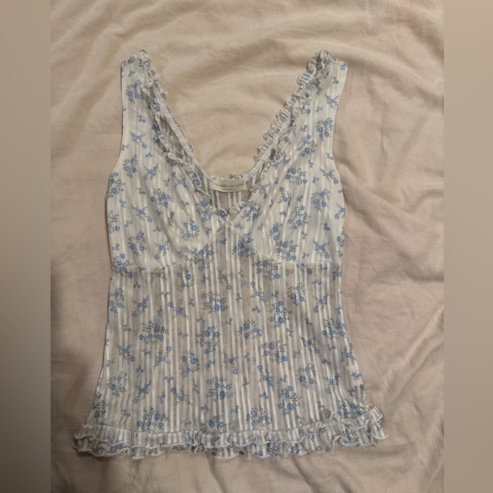 Floral Blue and White Women's tank